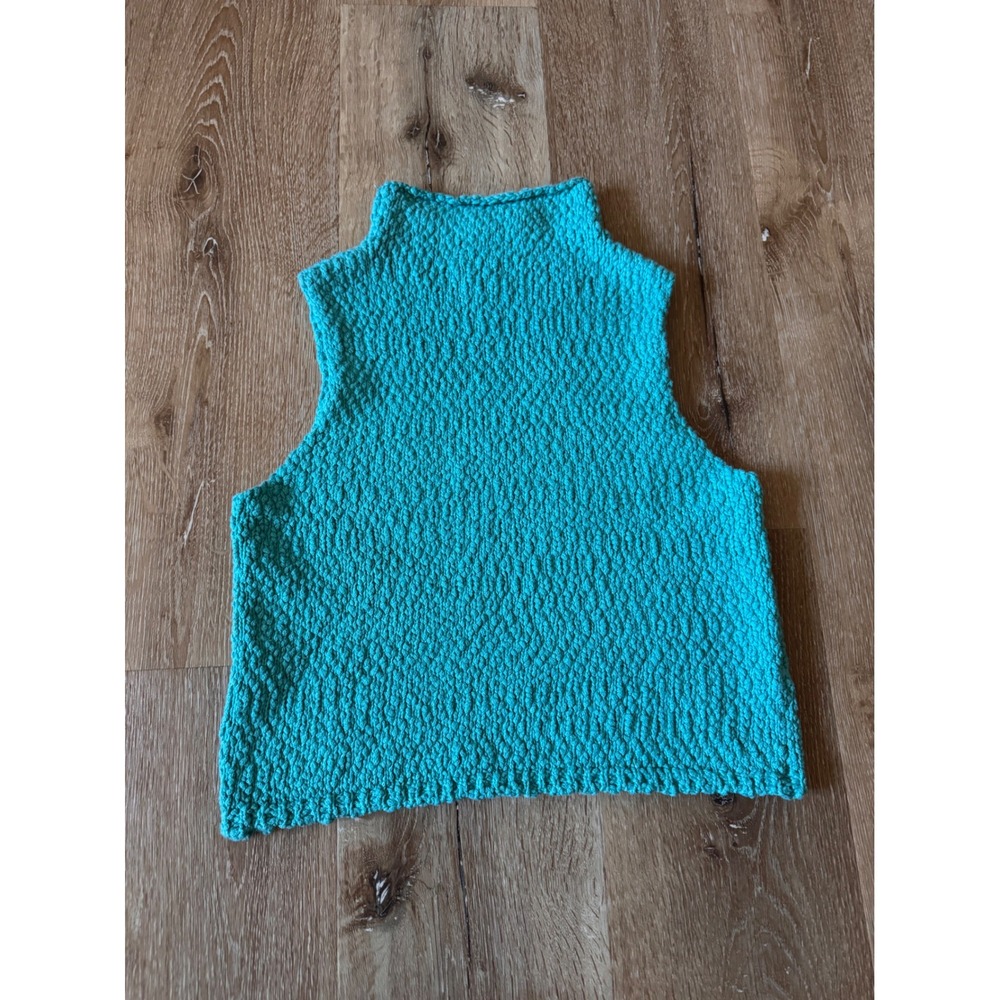 Sablyn Turquoise Cotton‎ Silk Cashmere Mock Neck Knit Sleeveless Top XS